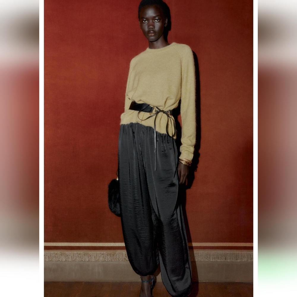 Zara Satin Effect Balloon Pants Black Size L - Picture 6 of 11
